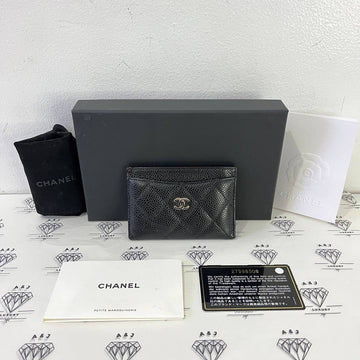 [PRE LOVED] Chanel Flat Cardholder in Black Caviar SHW (Series 27)