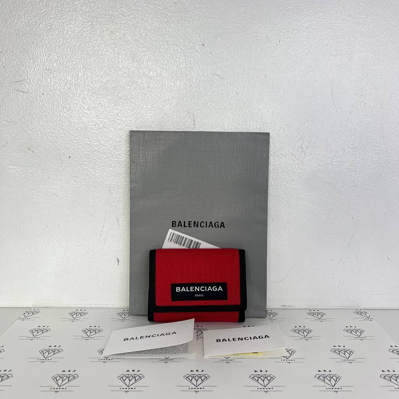 [PRE LOVED] Balenciaga Canvass Trifold Wallet in Red/Black
