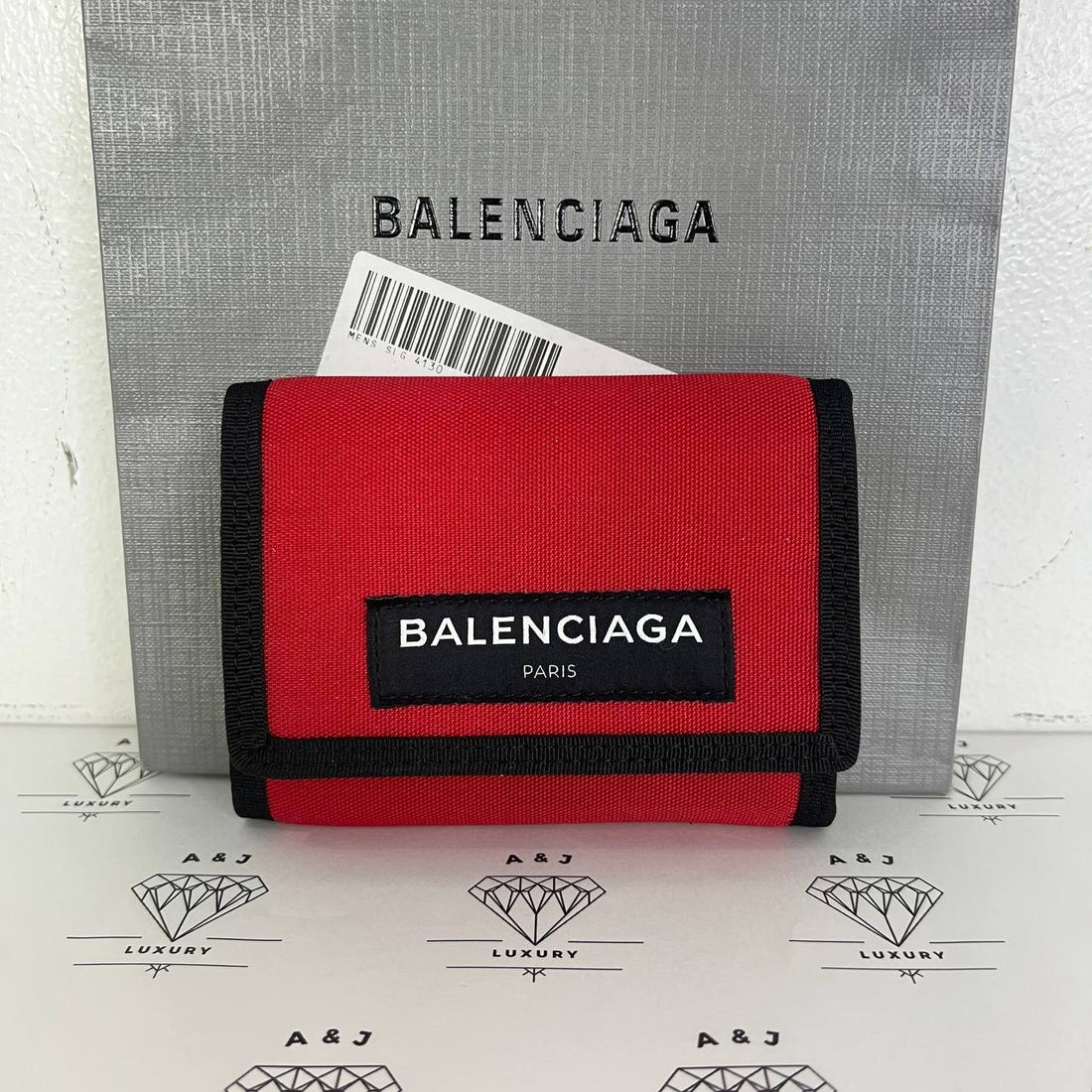[PRE LOVED] Balenciaga Canvass Trifold Wallet in Red/Black
