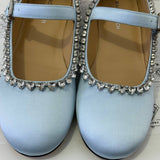 [PRE LOVED] Mach & Mach Audrey Crystal-embellished Ballerina Shoes in Sky Blue Satin Size 38EU