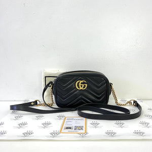 [PRE LOVED] Gucci Mini Camera Bag in Black Matelasse Leather GHWP