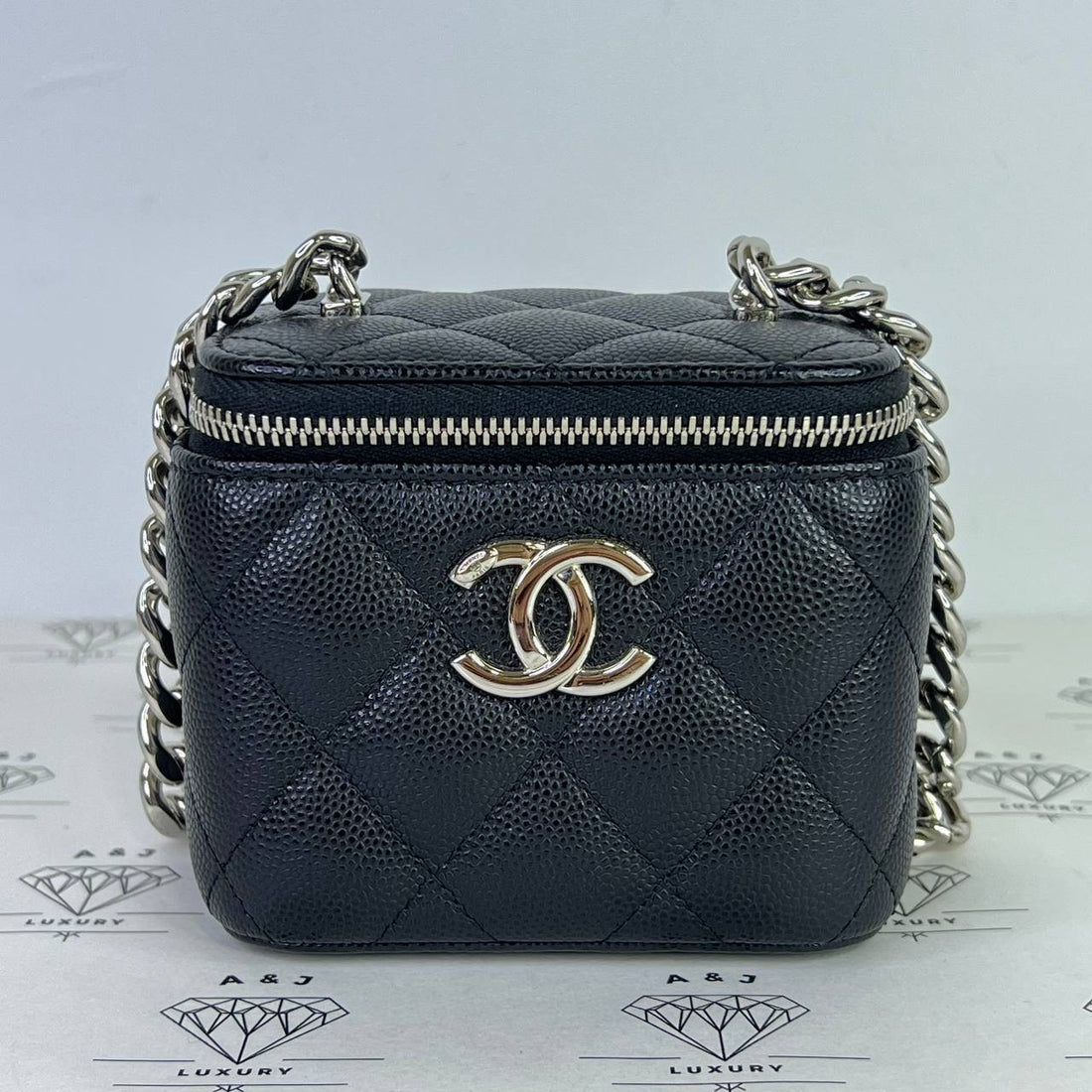[PRE LOVED] Chanel Mini Vanity with Coco Chain in Black Caviar Leather SHW (Series 32)