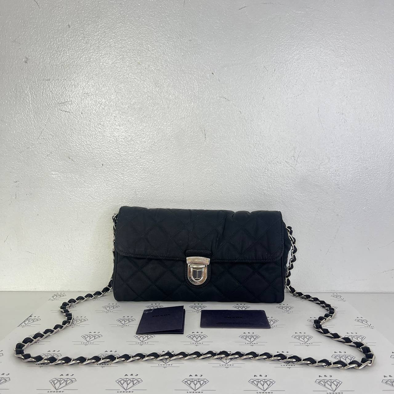 [PRE LOVED] Prada BP0584 Tessuto Impuntu Sling Bag in Black SHW