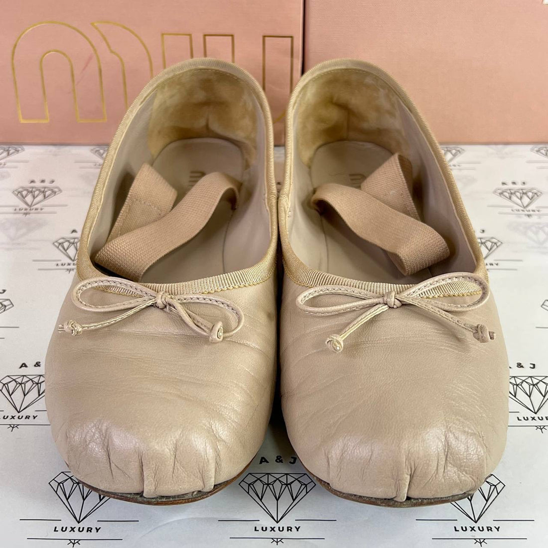 [PRE LOVED] Miu Miu Ballerina Flats in Beige Size 38.5EU