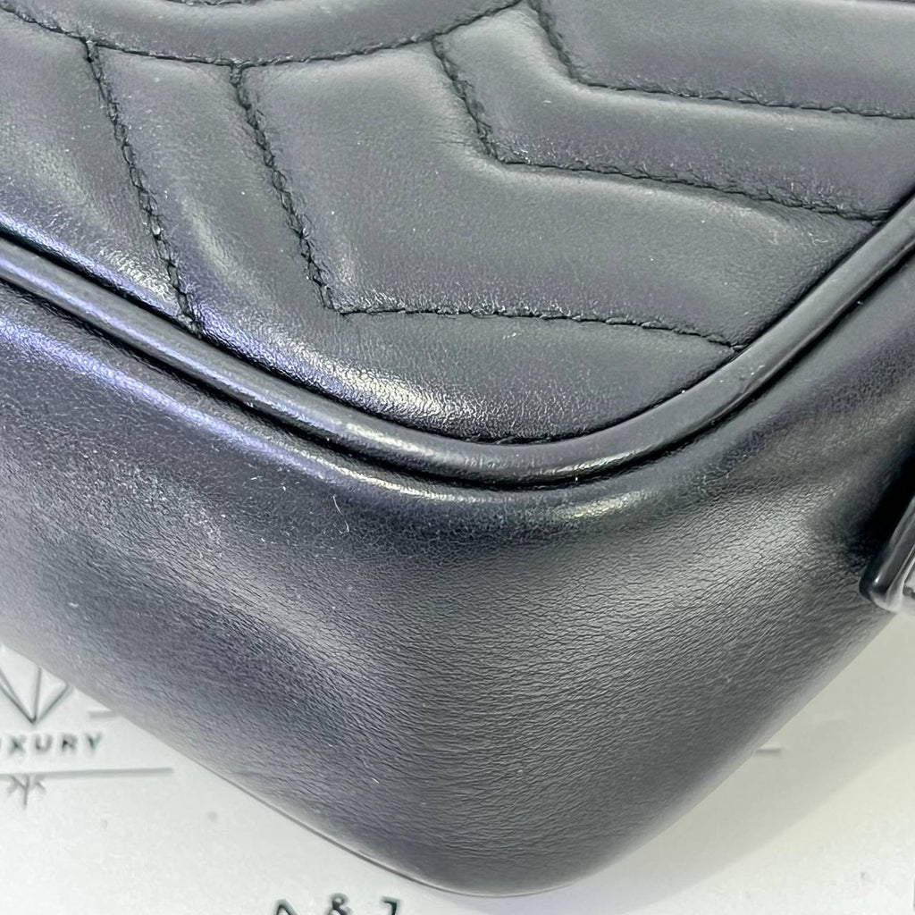 [PRE LOVED] Gucci Mini Camera Bag in Black Matelasse Leather GHWP