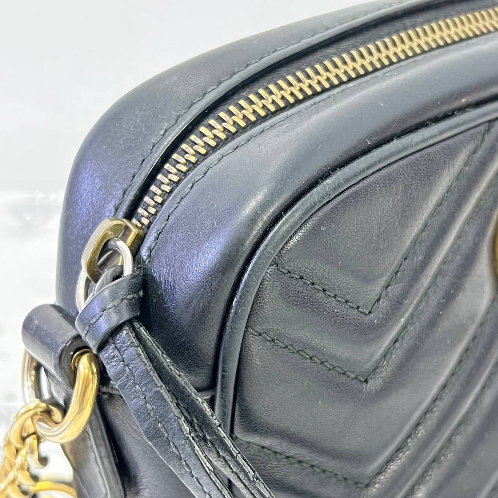 [PRE LOVED] Gucci Mini Camera Bag in Black Matelasse Leather GHWP