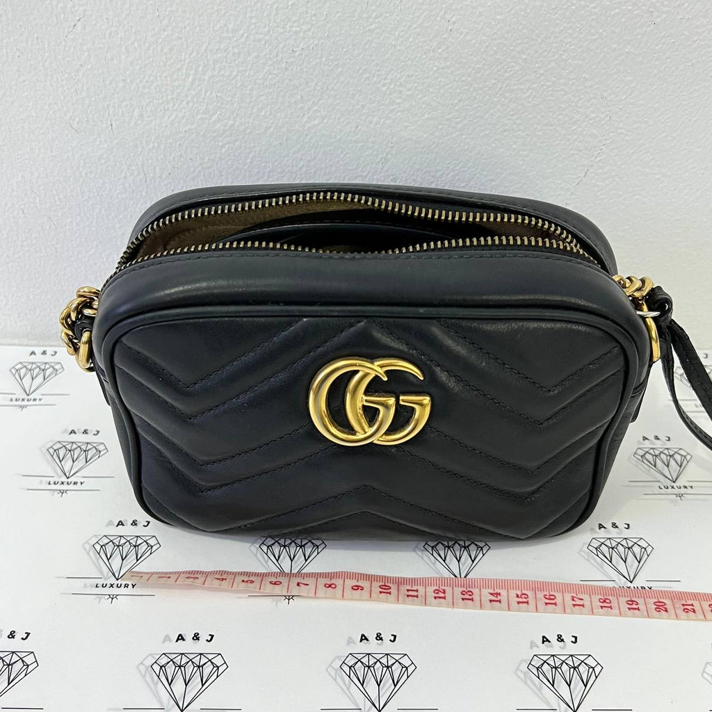 [PRE LOVED] Gucci Mini Camera Bag in Black Matelasse Leather GHWP