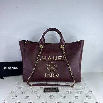 [PRE LOVED] Chanel Medium Deauville Tote in Burgundy Caviar Leather GHW (Series 28)