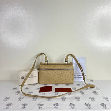 [PRE LOVED] Loro Piana L19 Extra Pocket in Beige Ostrich Leather SHW