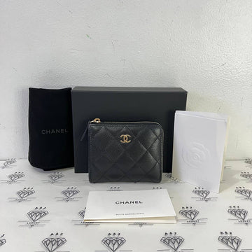 [PRE LOVED] Chanel Seasonal Zip Around Cardholder in Black Caviar GHW (microchipped)