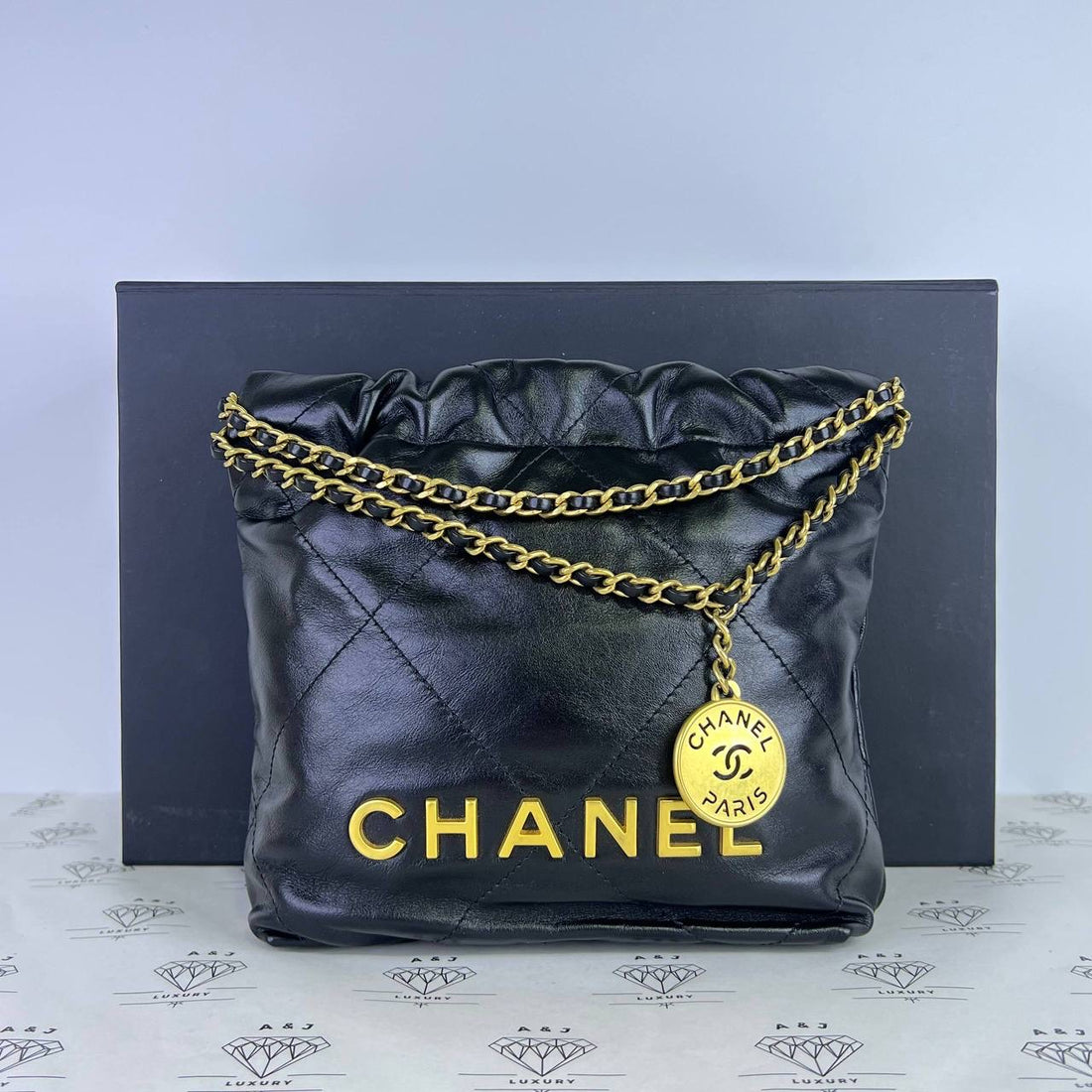 [PRE LOVED] Chanel Mini C22 in Black Lambskin Leather GHW (microchipped)