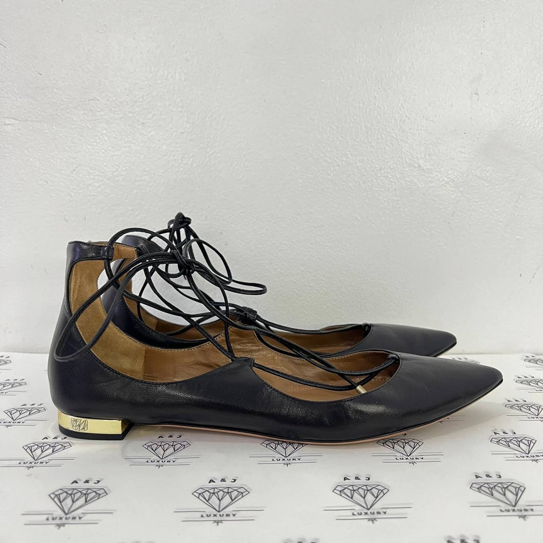 [PRE LOVED] Aquazzura Christy Ballerina Flats in Black Size 38EU