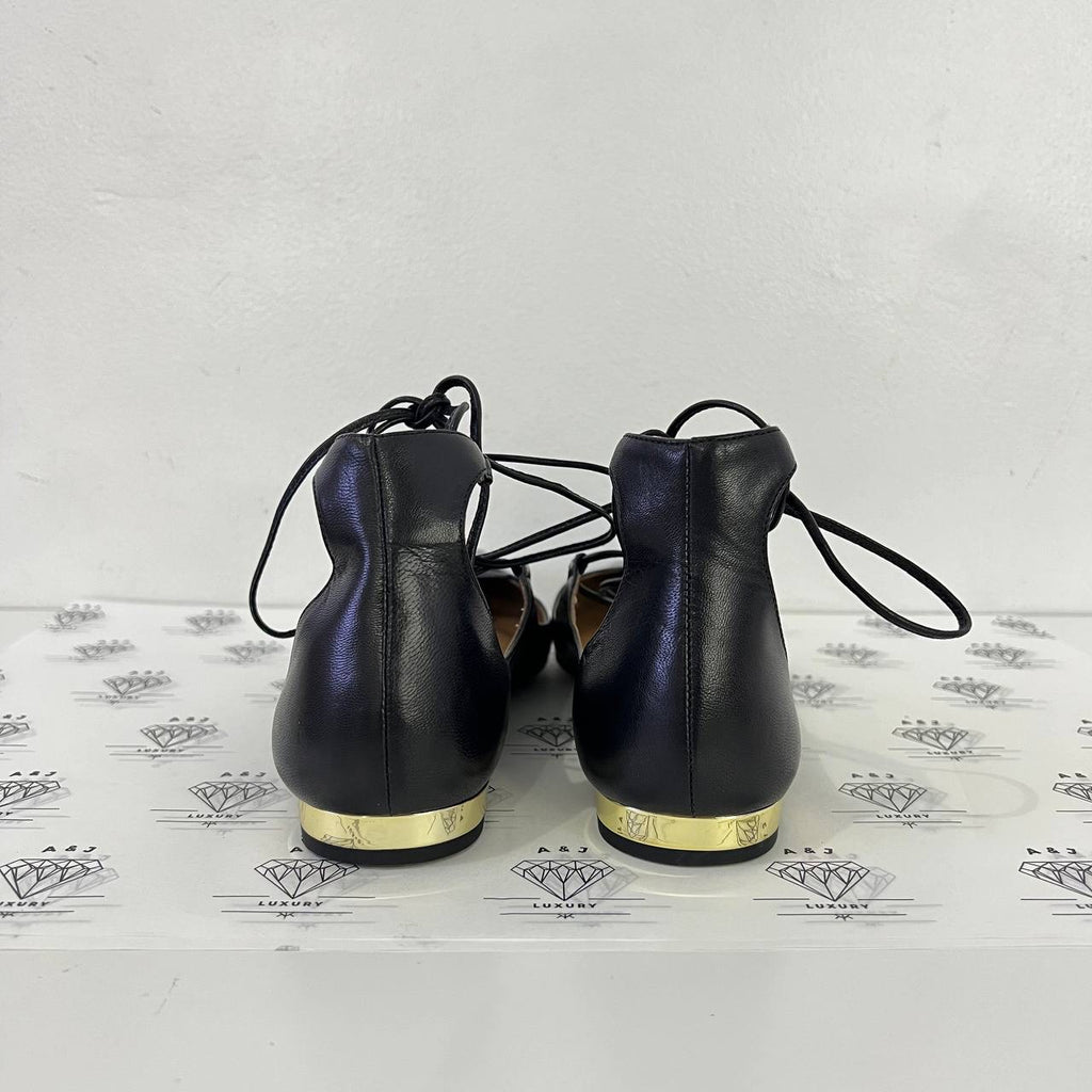 [PRE LOVED] Aquazzura Christy Ballerina Flats in Black Size 38EU