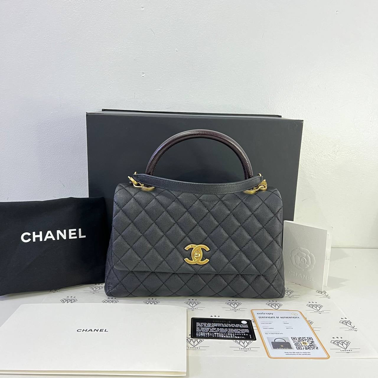 [PRE LOVED] Chanel Medium Coco Handle in Black Caviar Aged Gold HW (Series 29)