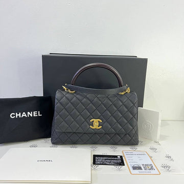 [PRE LOVED] Chanel Medium Coco Handle in Black Caviar Aged Gold HW (Series 29)