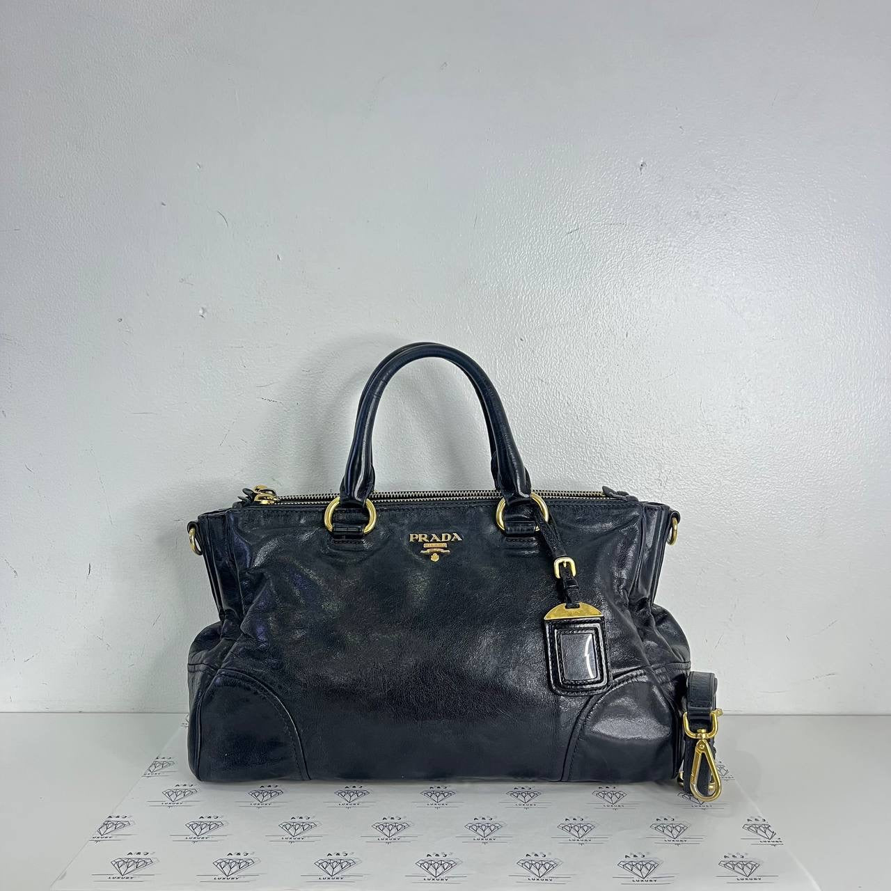 [PRE LOVED] Prada Double Zip Top Handle Bag in Black GHW
