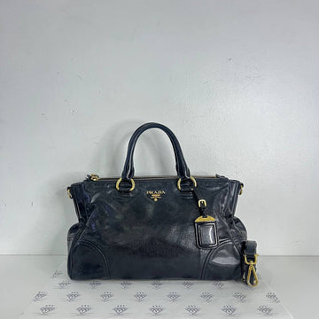 [PRE LOVED] Prada Double Zip Top Handle Bag in Black GHW