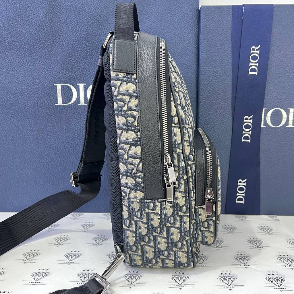 [PRE LOVED] Christian Dior Mini Rider Sling Bag in Blue Oblique Canvass (2023)