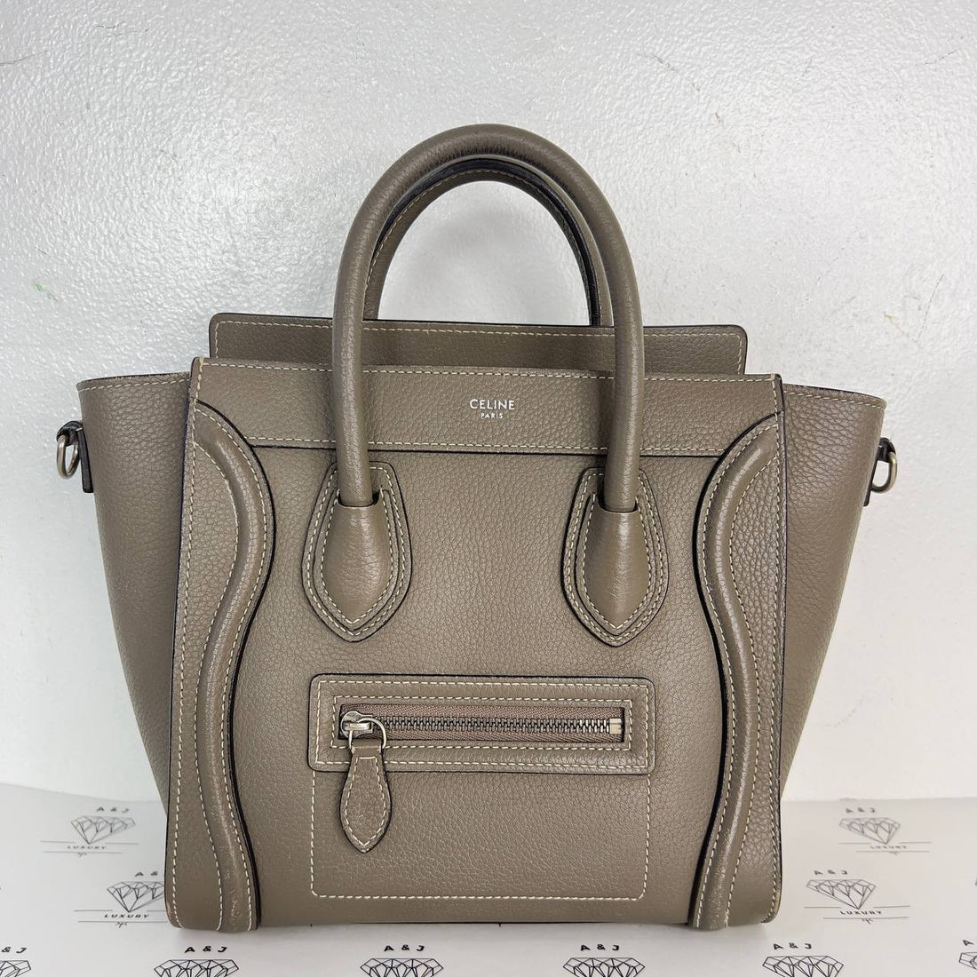 [PRE LOVED] Celine Nano Luggage in Souris Drummed Calfskin SHW