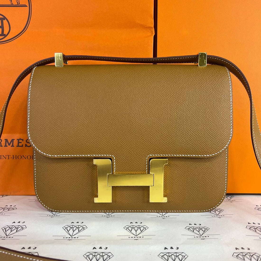 [PRE LOVED] Hermes Constance 24 with Mirror in Gold Epsom Leather GHW (Stamp U - 2022)