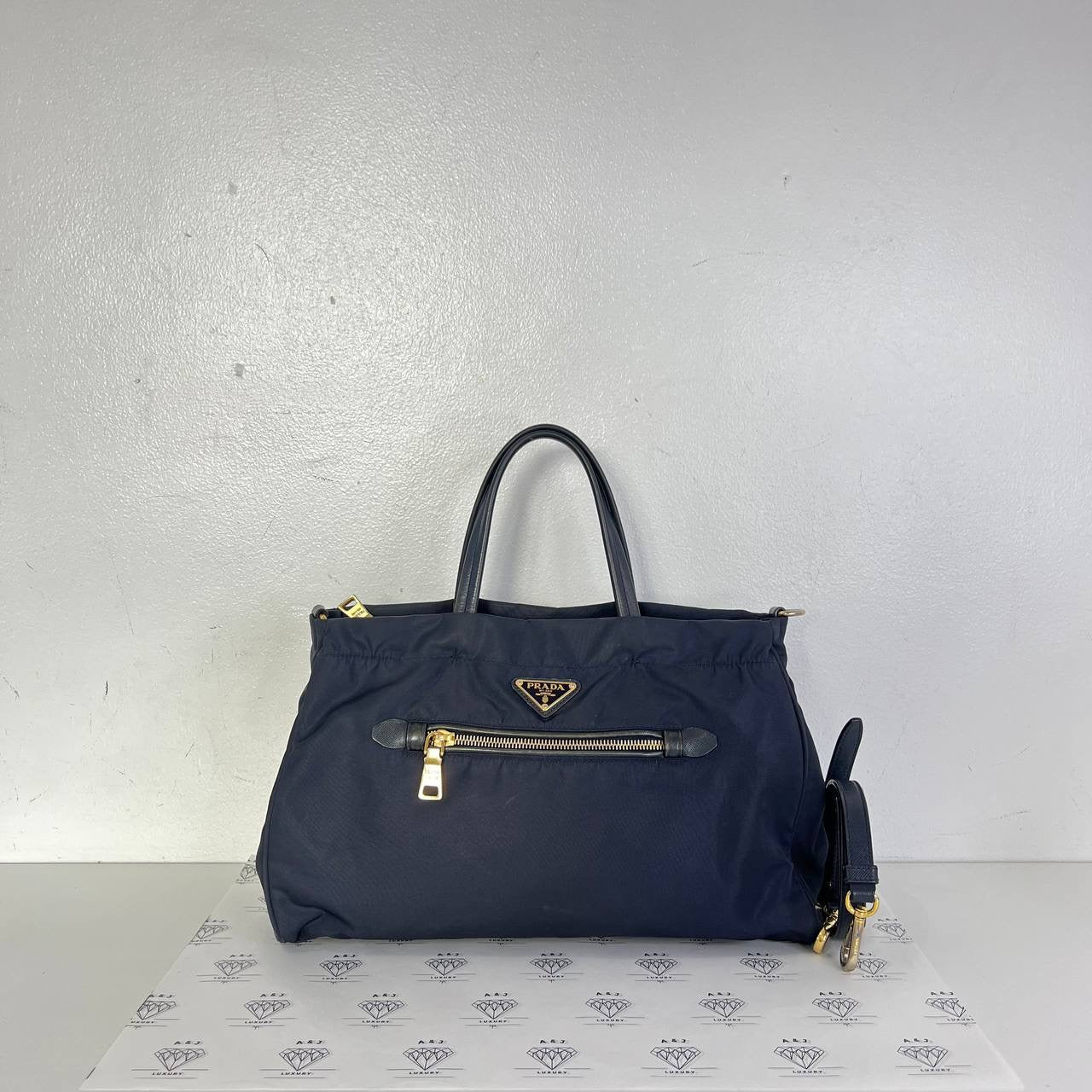 [PRE LOVED] Prada Nylon Tote Bag in Blue GHW