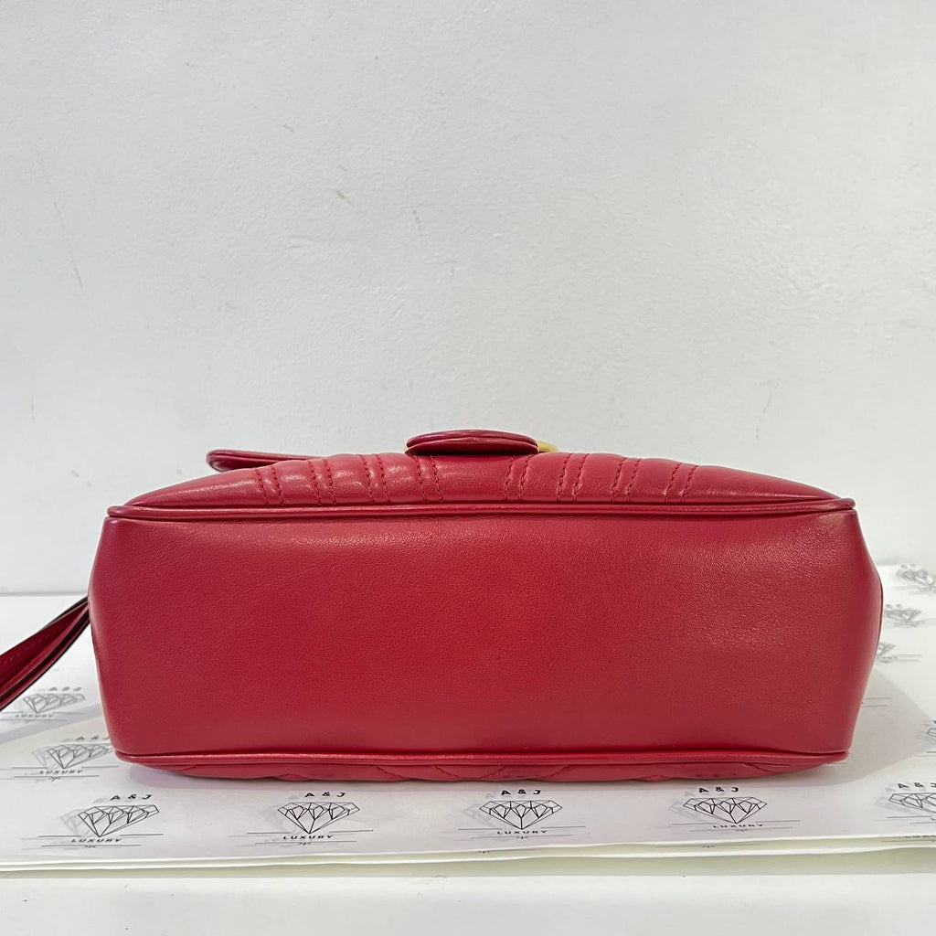 [PRE LOVED] Gucci Marmont Top Handle Bag in Red Matelasse Leather GHW