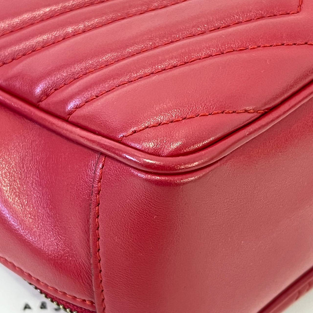 [PRE LOVED] Gucci Marmont Top Handle Bag in Red Matelasse Leather GHW