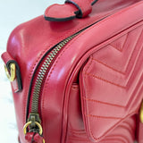 [PRE LOVED] Gucci Marmont Top Handle Bag in Red Matelasse Leather GHW