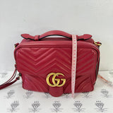 [PRE LOVED] Gucci Marmont Top Handle Bag in Red Matelasse Leather GHW