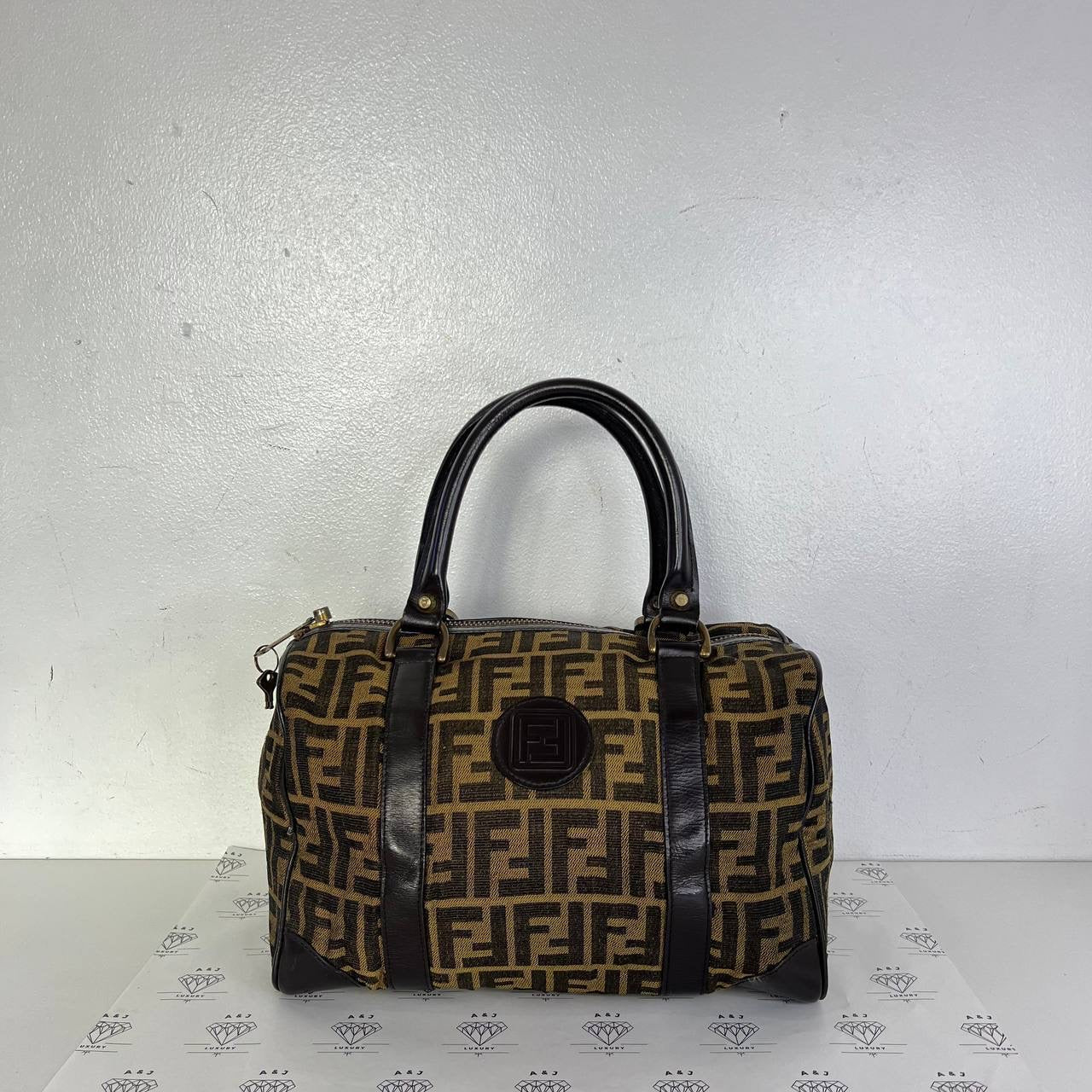 [PRE LOVED] Fendi Zucca Boston Bag in Brown GHW