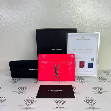 [PRE LOVED] YSL Flat Cardholder in Pink Patent Leather SHW