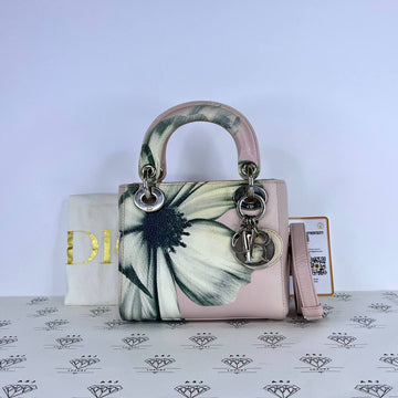 [PRE LOVED] Christian Dior Mini Lady D Deerskin Floral Print in Pink SHW (2014)