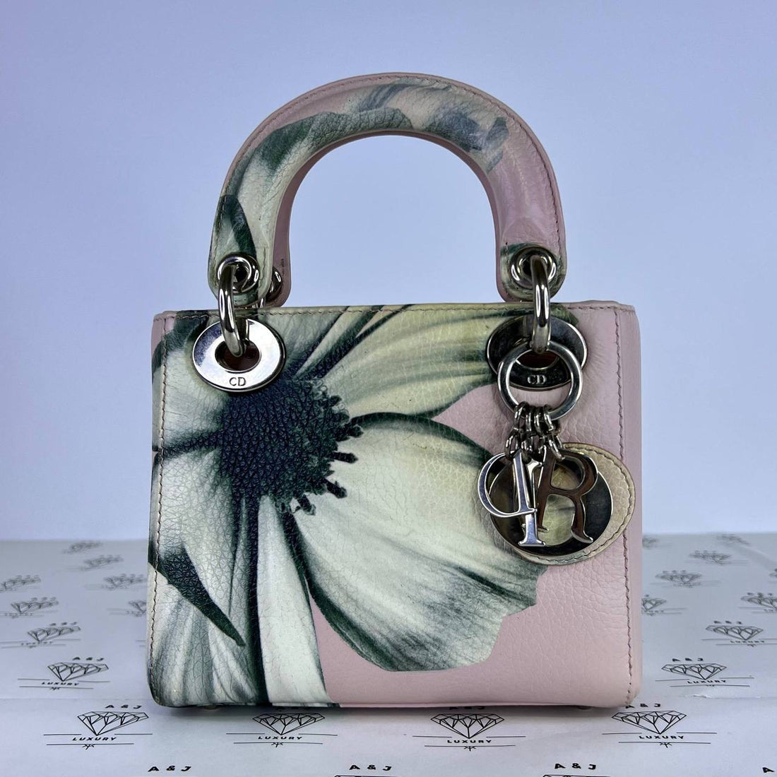 [PRE LOVED] Christian Dior Mini Lady D Deerskin Floral Print in Pink SHW (2014)
