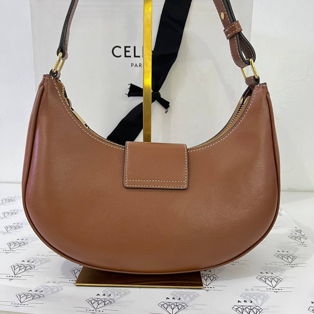 [PRE LOVED] Celine Medium Ava Triomphe Bag in Tan Smooth Calfskin Leather GHW