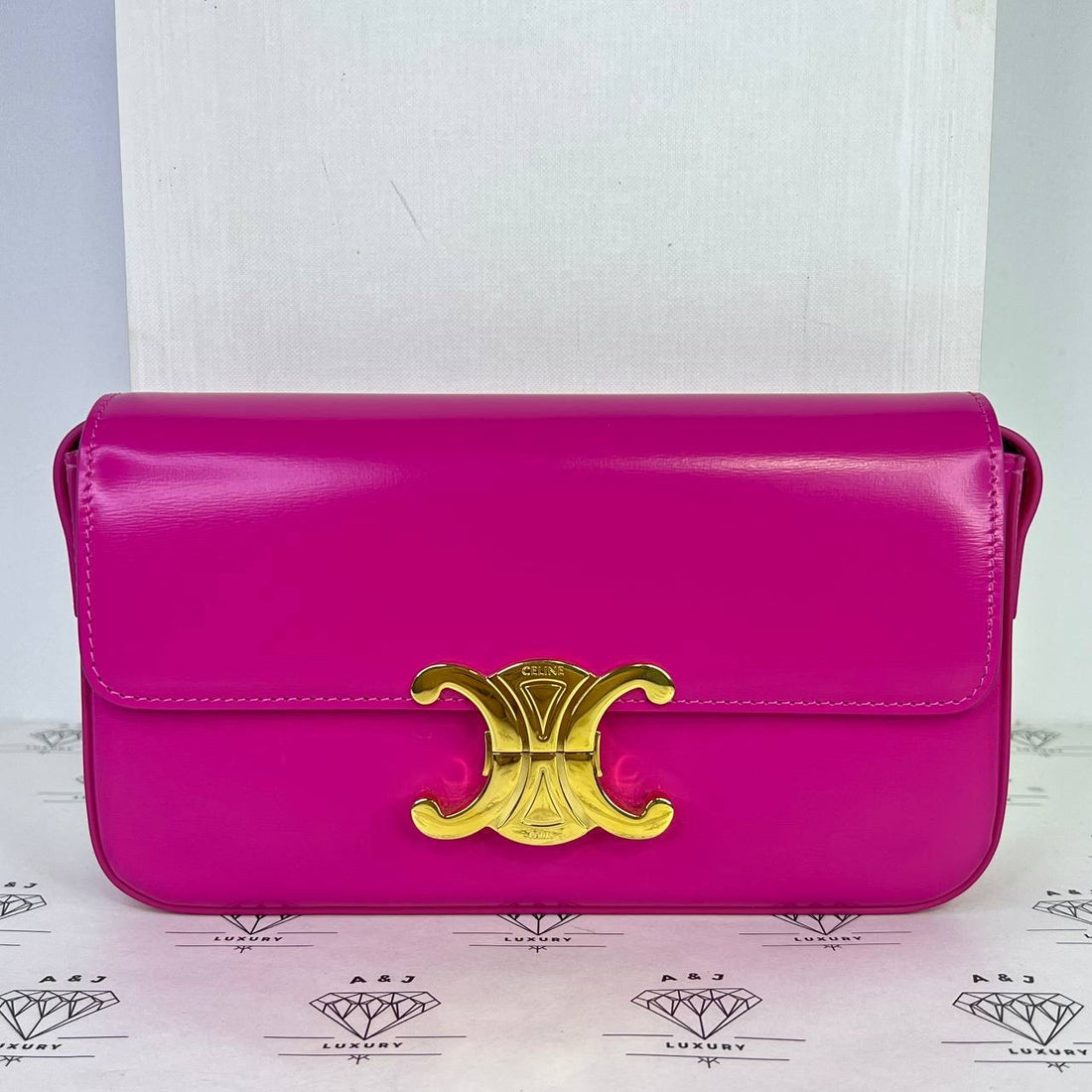 [PRE LOVED] Celine Claude Triomphe Shoulder Bag in Pink GHW