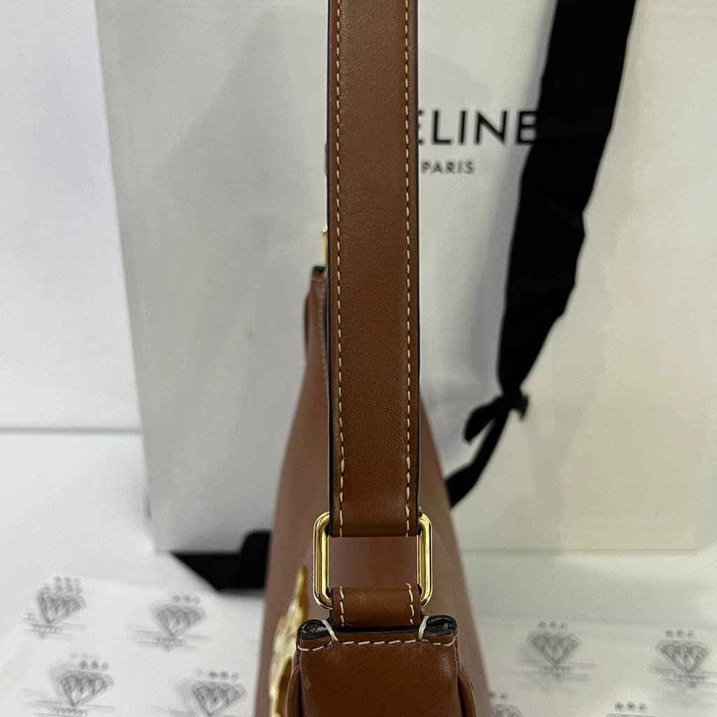 [PRE LOVED] Celine Medium Ava Triomphe Bag in Tan Smooth Calfskin Leather GHW