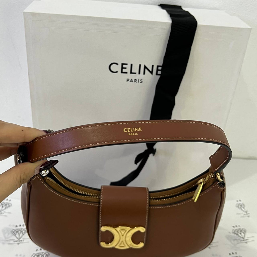 [PRE LOVED] Celine Medium Ava Triomphe Bag in Tan Smooth Calfskin Leather GHW