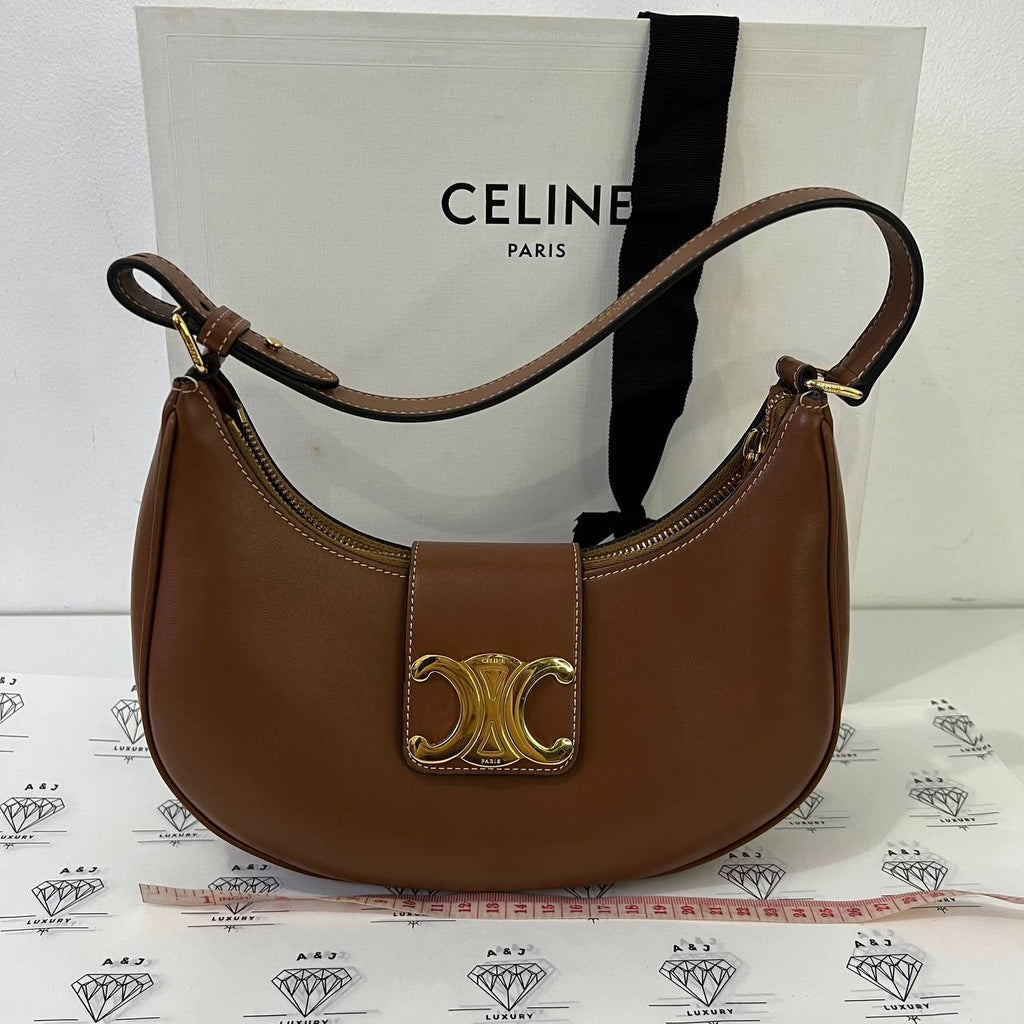 [PRE LOVED] Celine Medium Ava Triomphe Bag in Tan Smooth Calfskin Leather GHW