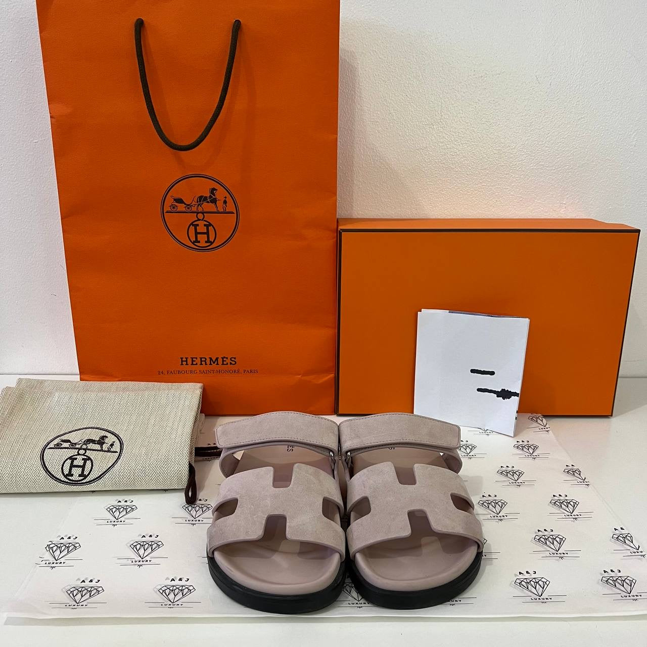 [PRE LOVED] Hermes Chypre Sandals in Rose Porcelaine Size 36.5EU