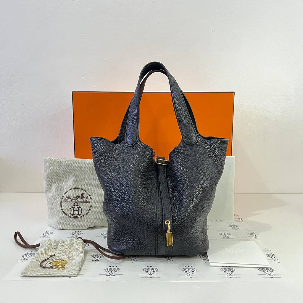 [PRE LOVED] Hermes Picotin Lock 22 in Noir Clemence Leather GHW (Stamp Y - 2020)