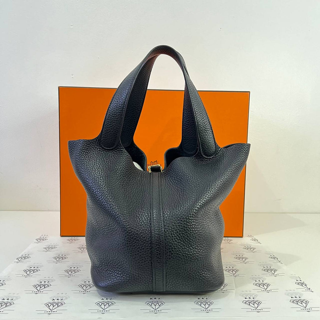 [PRE LOVED] Hermes Picotin Lock 22 in Noir Clemence Leather GHW (Stamp Y - 2020)