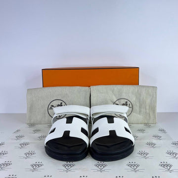 [PRE LOVED] Hermes Chypre Sandals in White Size 38EU