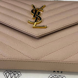 [PRE LOVED] YSL Medium Wallet on Chain in Pink Grain De Poudre Leather GHW