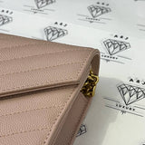 [PRE LOVED] YSL Medium Wallet on Chain in Pink Grain De Poudre Leather GHW