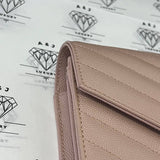 [PRE LOVED] YSL Medium Wallet on Chain in Pink Grain De Poudre Leather GHW