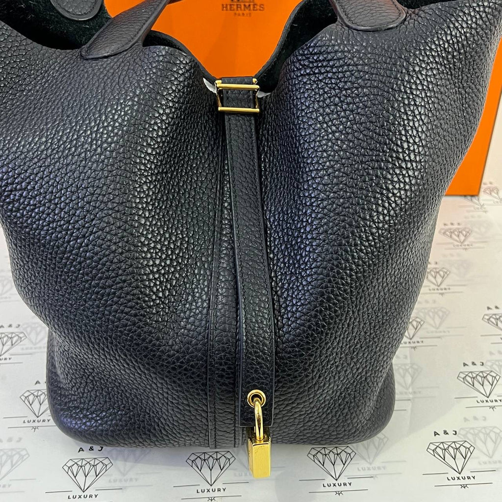 [PRE LOVED] Hermes Picotin Lock 22 in Noir Clemence Leather GHW (Stamp Y - 2020)