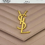 [PRE LOVED] YSL Medium Wallet on Chain in Pink Grain De Poudre Leather GHW