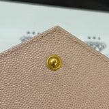 [PRE LOVED] YSL Medium Wallet on Chain in Pink Grain De Poudre Leather GHW