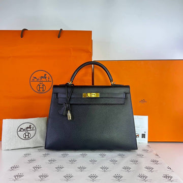 [PRE LOVED] Hermes Kelly 32 Sellier in Black Ardennes Leather GHW (Stamp G Square - 2003)