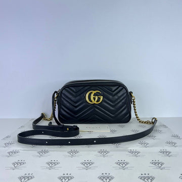 [PRE LOVED] Gucci Small Marmont Camera Bag in Black GHW